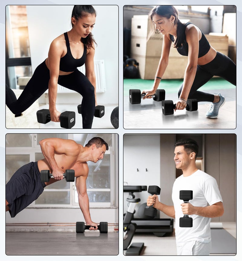 Upspeed 20LBS Adjustable Dumbbell Set, 4 in 1 Free Weights Dumbbells Set for Women Men Hand Weights Sets Adjust Dumbbell Weight Sets for Home Gym Exercise Workout Strength Training Equipments, Black - Image 5