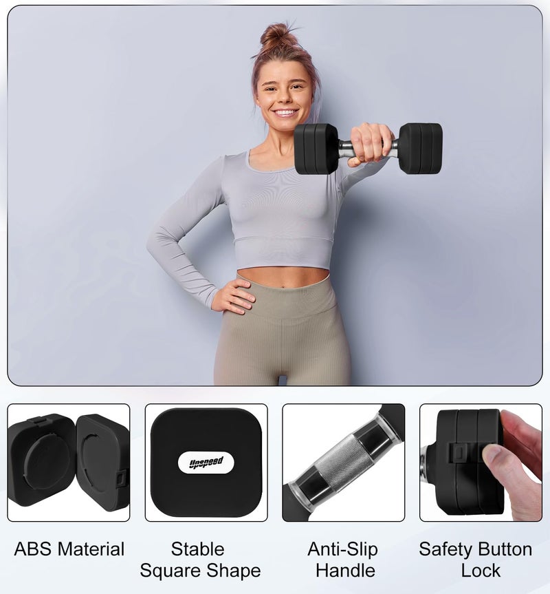 Upspeed 20LBS Adjustable Dumbbell Set, 4 in 1 Free Weights Dumbbells Set for Women Men Hand Weights Sets Adjust Dumbbell Weight Sets for Home Gym Exercise Workout Strength Training Equipments, Black - Image 4