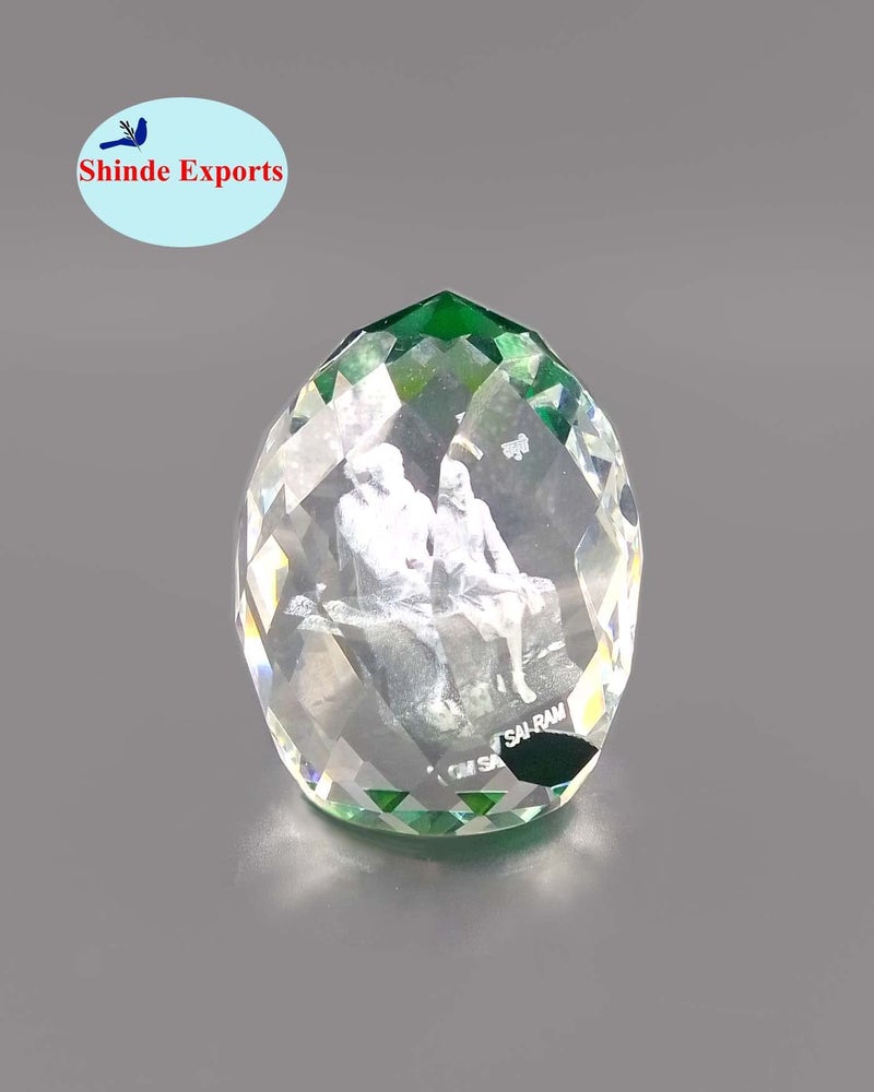 SHINDE EXPORTS shirdi sai Baba Idol for car Dashboard/Crystal Statue 2.5 inches (Green) - Image 5
