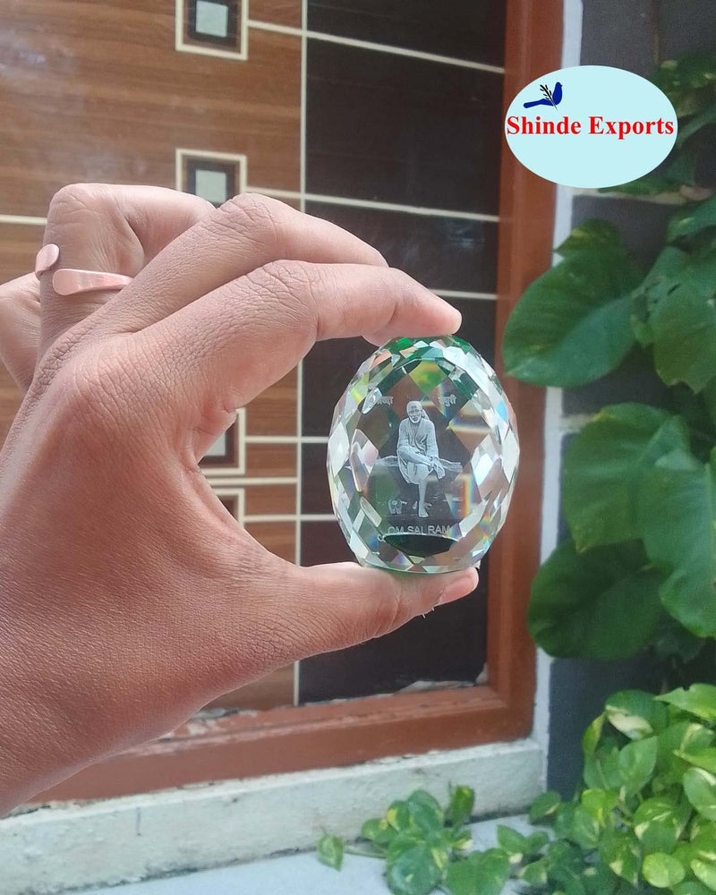 SHINDE EXPORTS shirdi sai Baba Idol for car Dashboard/Crystal Statue 2.5 inches (Green) - Image 3