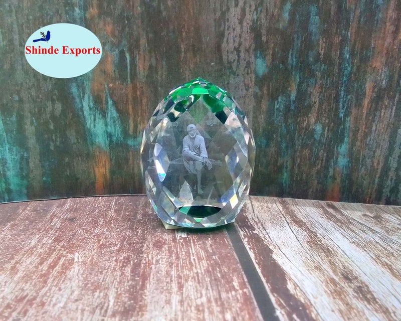 SHINDE EXPORTS shirdi sai Baba Idol for car Dashboard/Crystal Statue 2.5 inches (Green) - Image 2