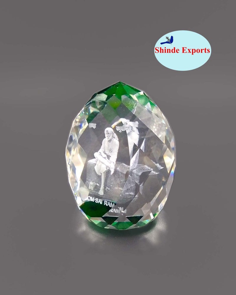 SHINDE EXPORTS shirdi sai Baba Idol for car Dashboard/Crystal Statue 2.5 inches (Green) - Image 4