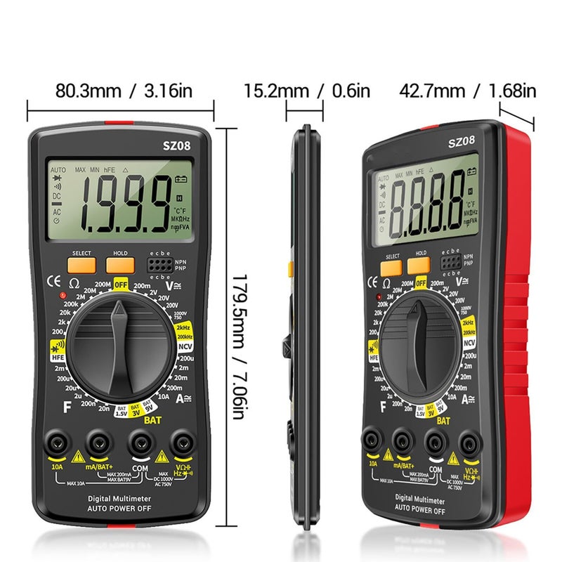 Auto Ranging Digital Multimeter Voltage Capacitance Tester For Electrician Home Auto - Image 3
