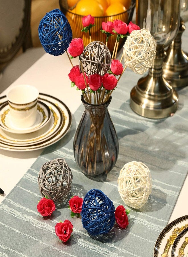 Yaomiao 6 Pieces Wicker Rattan Balls Decorative Orbs Vase Fillers for Craft, Party, Wedding Table Decoration, Aromatherapy Accessories(Blue Gray White) - Image 5