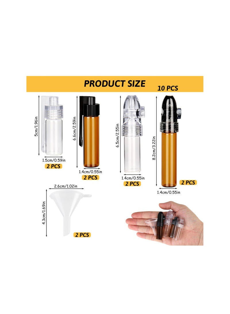 Zikra Portable Pepper Shakers, 10 Pcs Waterproof Camping Spice Containers with Knob Switch, Portable Dispenser, Mini Salt Shakers for Outdoor Activities Traveling Cooking (Brown & Clear) - Image 2