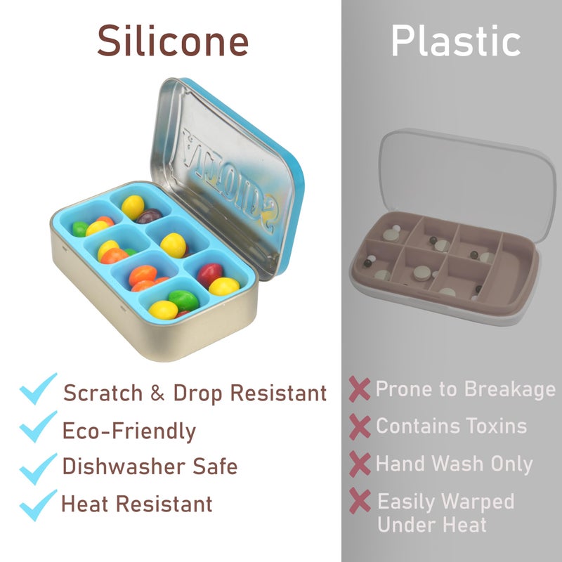 Luvcosy 4 Pack Silicone Tin Organizer Inserts Compatible with Altoids Mint Tins 1.76oz, Food-Safe Tin Divider for Weekly Pills, Candy, Screws, Fishing Gear, Paint Supplies, Jewelry Storage - Image 3