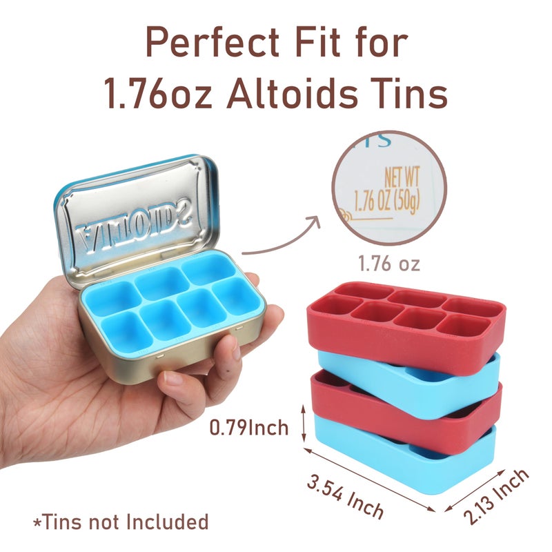 Luvcosy 4 Pack Silicone Tin Organizer Inserts Compatible with Altoids Mint Tins 1.76oz, Food-Safe Tin Divider for Weekly Pills, Candy, Screws, Fishing Gear, Paint Supplies, Jewelry Storage - Image 2