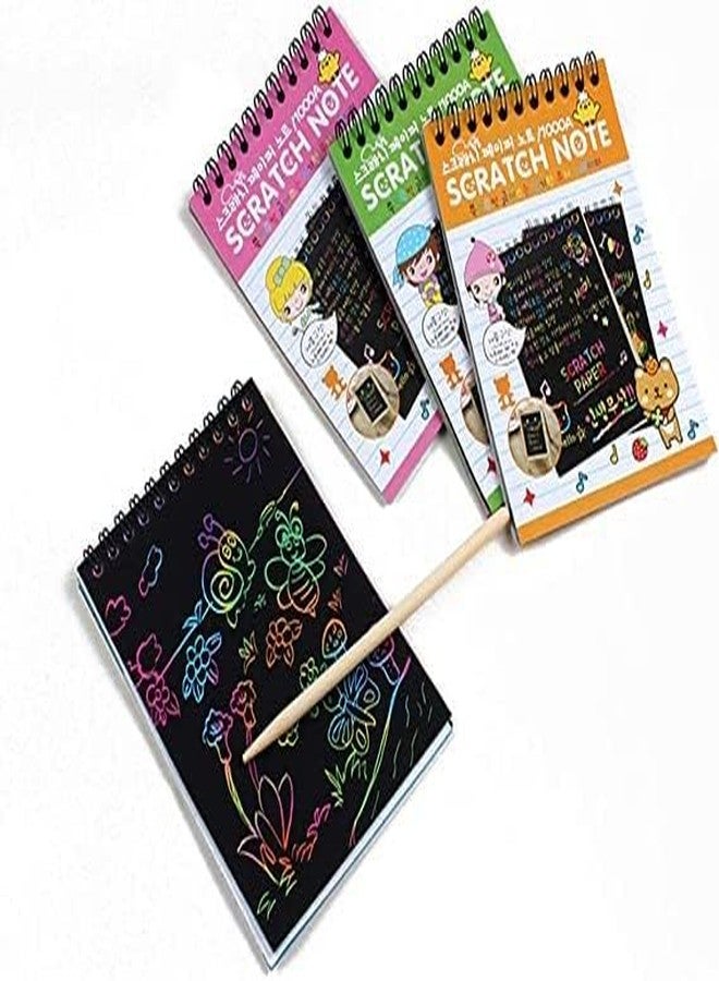 Artnery A5 Rainbow Art Scratch Paper Book Sheets with Stylus, 10 Pages, Multicolor (Pack of 3) - Image 1