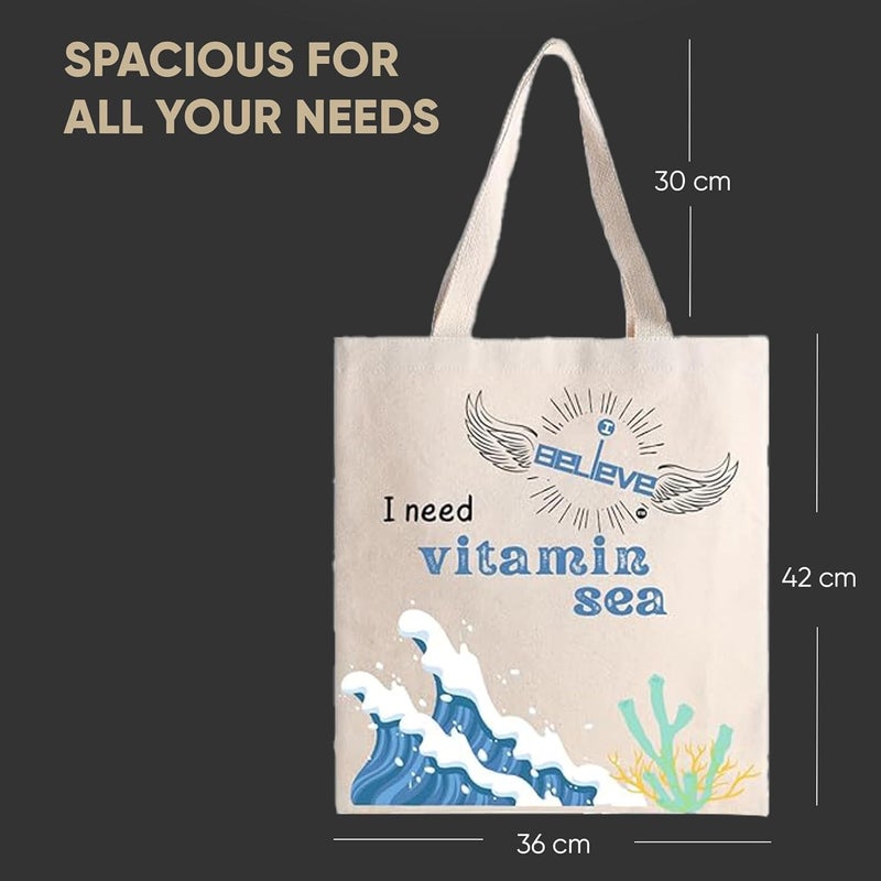 STRUTT حقيبة قماش قابلة للطي للنساء، حقيبة للطالبات الجامعيات، حقيبة تسوق قابلة لإعادة الاستخدام من القطن العضوي 100%، حقيبة متعددة الأغراض صديقة للبيئة للسفر والاستخدام اليومي - في الفيتامينات - Image 5