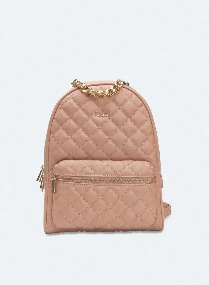 AMICA Reina Quilted Leather Women's Backpack - Blush Pink