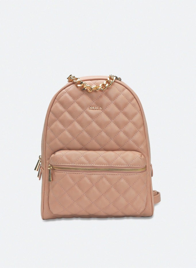 AMICA Reina Quilted Leather Women's Backpack - Blush Pink - Image 1