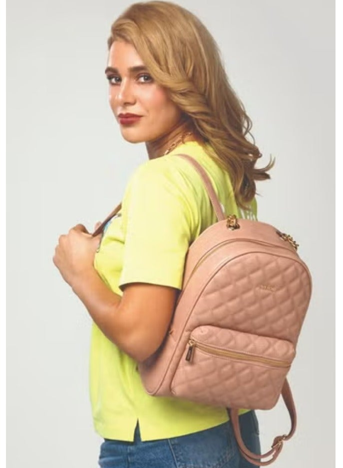 AMICA Reina Quilted Leather Women's Backpack - Blush Pink - Image 5