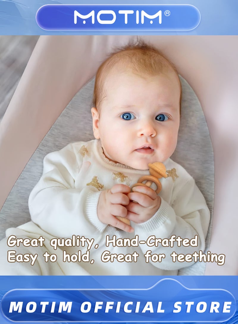 Motim Baby Shower Gifts New Born Baby Gifts for Girls Boys Unique Baby Gifts Basket Essential Stuff Baby Lovey Blanket Newborn Bibs Socks Wooden Rattle & Greeting Card Newborn Baby Gift Set - Image 2