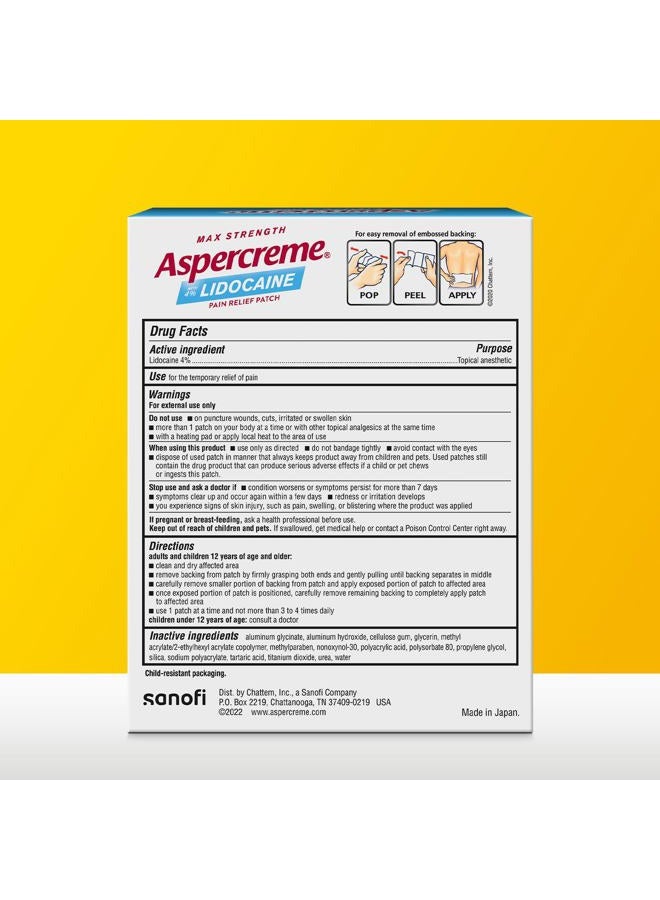 Aspercreme لصقة تخفيف الألم ليدوكائين XL لآلام الظهر والرقبة والكتف، لصقات موضعية بتركيز 4% ليدوكائين وقماش مرن يخفف الألم، 3 قطع. - Image 2