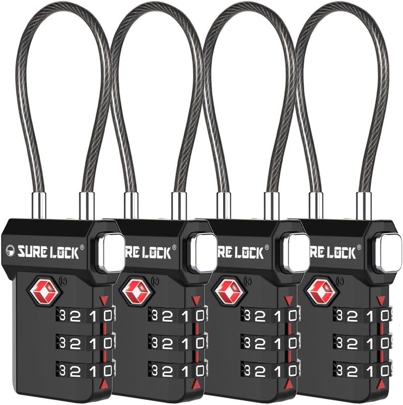 SURE LOCK TSA Approved 3-Digit Combination Luggage Locks – Open Alert Indicator, Re-settable Code with Zinc Alloy Body, Easy-Read Dials for Suitcase, Backpack, Gym Locker & Toolbox (Multiple Colors) - Image 1