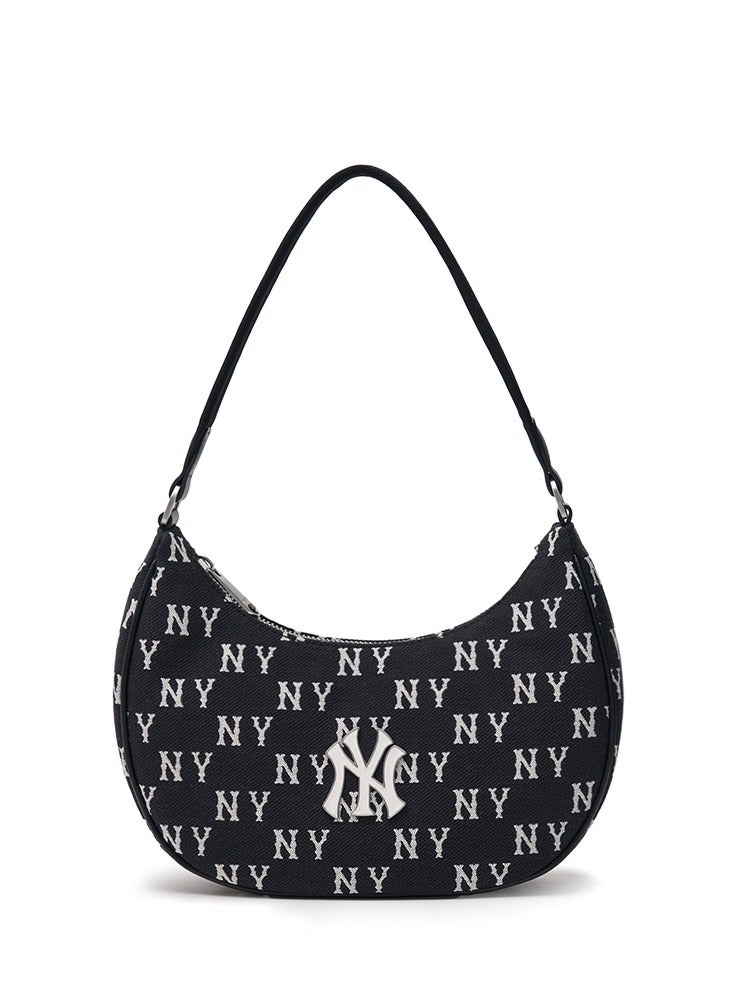 إم إل بي حقيبة كتف كلاسيكية من قماش الجاكار تحت الإبط من نيويورك يانكيز باللون الأسود - Image 1