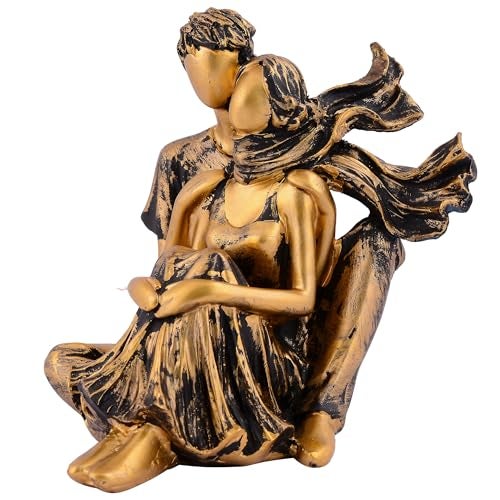 zart Presents New Romantic Couple Showpiece Resin, 10 cm , 8 cm, Gold - Image 5