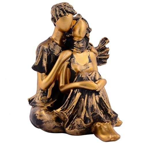 zart Presents New Romantic Couple Showpiece Resin, 10 cm , 8 cm, Gold - Image 4