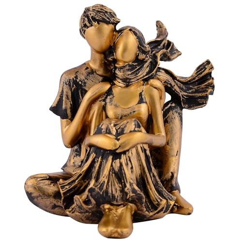 zart Presents New Romantic Couple Showpiece Resin, 10 cm , 8 cm, Gold - Image 3