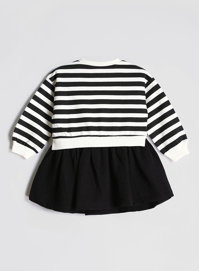 ال سي وايكيكي فستان بناتي مخطط بياقة دائرية - Image 2