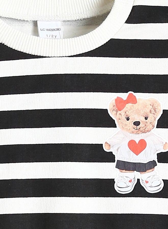 ال سي وايكيكي فستان بناتي مخطط بياقة دائرية - Image 4