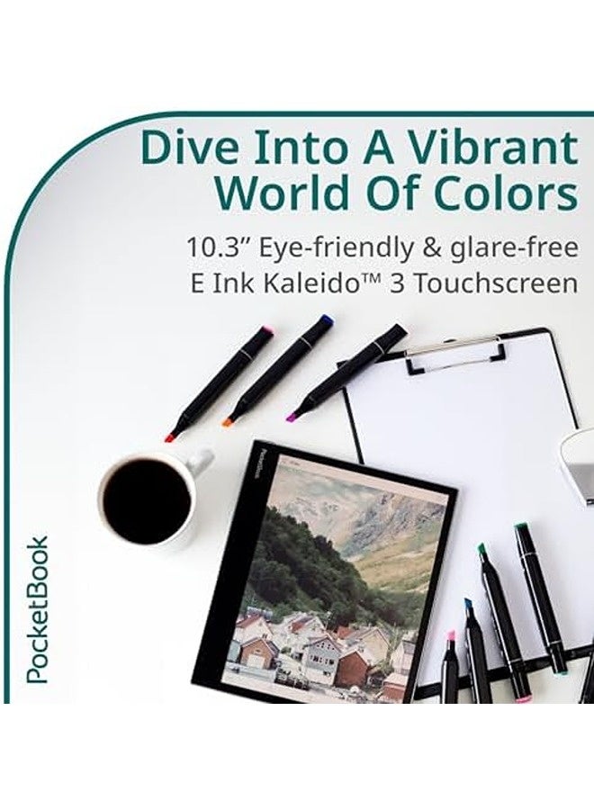 PocketBook PocketBook InkPad Eo | 10.3” Kaleido 3 Color E-Ink Screen | Stylus Handwriting & Notes | Android 11 Tablet with Camera, Bluetooth, Speaker | Read, Listen & Create - Image 2