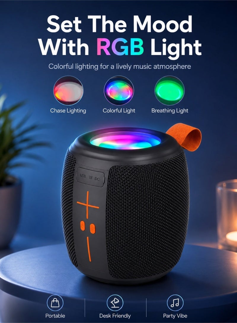 Leoxol Bluetooth Speaker 8W Max Output | Portable Wireless Speaker With RGB Light | USB MicroSD AUX FM MP3 Player | 800mAh Battery For Phone Tablet | Black - Image 4