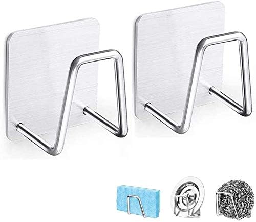 BeFunky SUS304 Adhesive Punch Free Sink Sponge Holder, Kitchen Bathroom Dish Organizer, Storage Organizer, Small Sponge Holder, Waterproof Stainless Steel Sink Sponge Holder (Pack of 2) - Image 1