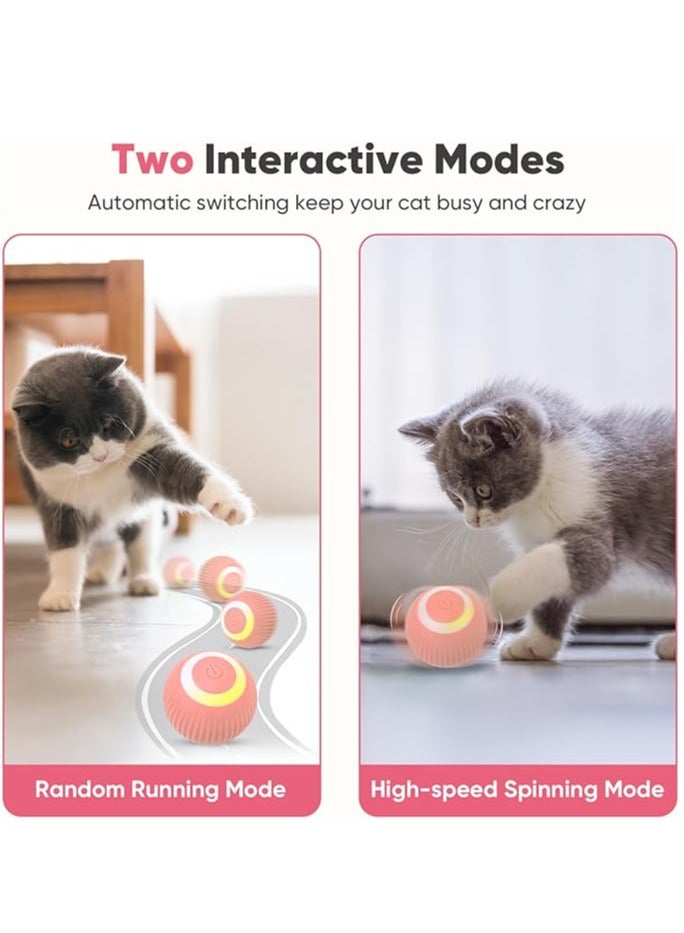 Interactive Cat Ball Toy, Intelligent Cat Toys with LED Lights, Automatic Moving Rolling Ball for Indoor Kitten, Kitten Automatic Toy,Pink. - Image 3