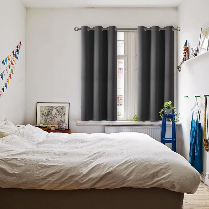 BGment الستائر التعتيم في غرفة النوم - الغرفة الحرارية المعزولة بالحرارة الستائر المظلمة لغرفة المعيشة مجموعة من لوحين (38 × 54 بوصة رمادية داكنة) - Image 2