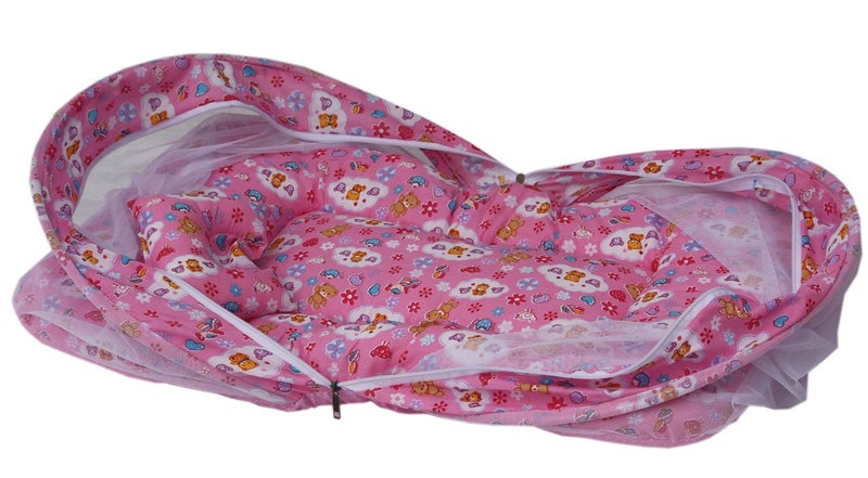 FARETO Summer Special Firststep Combo of Baby Pink Mosquito net Bed and New Born Baby Front Open jhabla Set Pack of 8 pcs with 8 Nappies 03 Month Assorted - Image 2