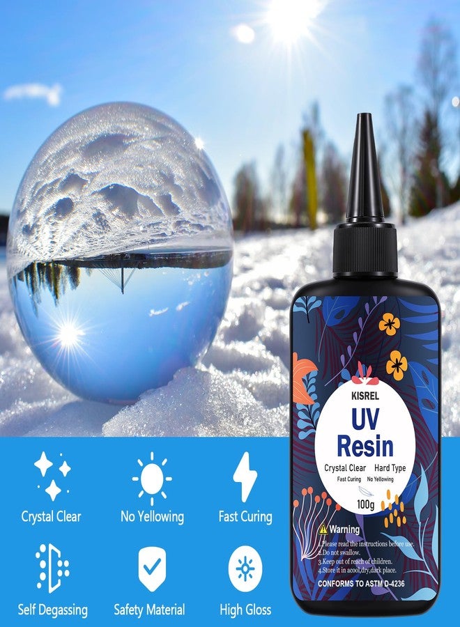 KISREL كيسريل راتنج UV 100 جرام - مجموعة راتنج UV المحسنة، نوع صلب شفاف كريستالي راتنج إيبوكسي UV للتصميم وصنع المجوهرات - Image 2