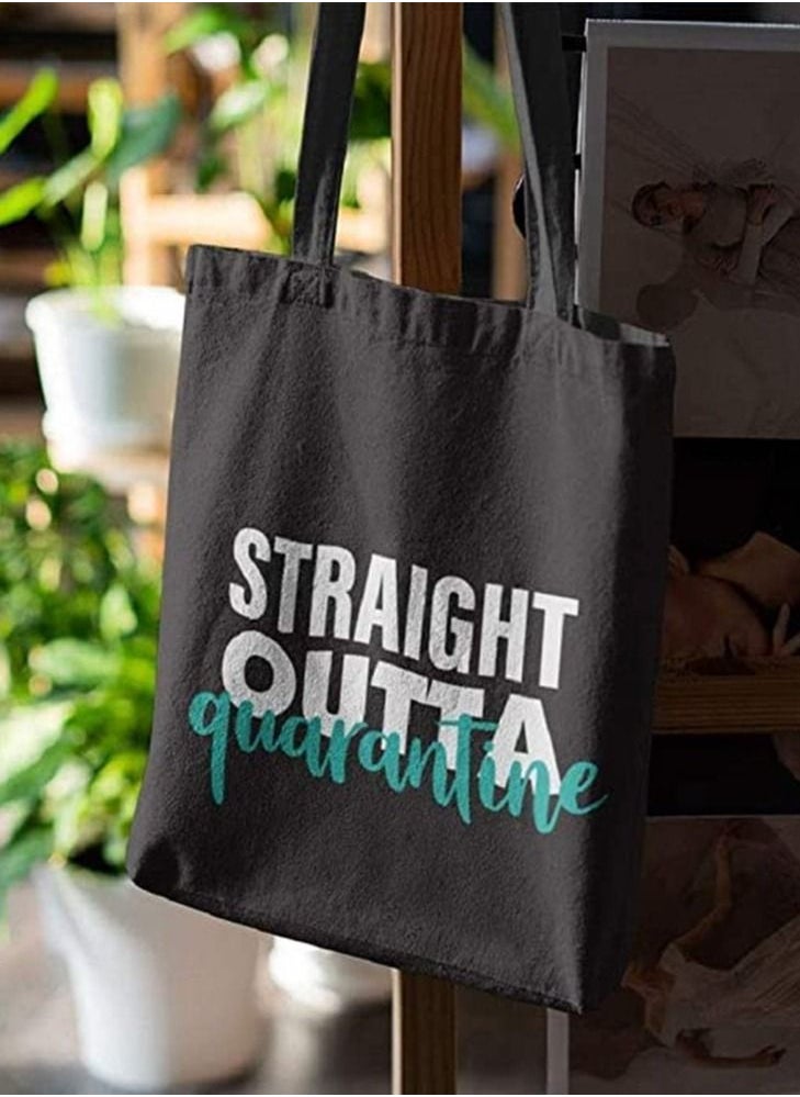 Doodle Doodle Girl's Quarantine Black Canvas Handbag for Women | Tote Bags for Grocery, Shopping, Travel, Beach | Shoulder Bag for Women I Eco-Friendly and Reusable  - Image 2