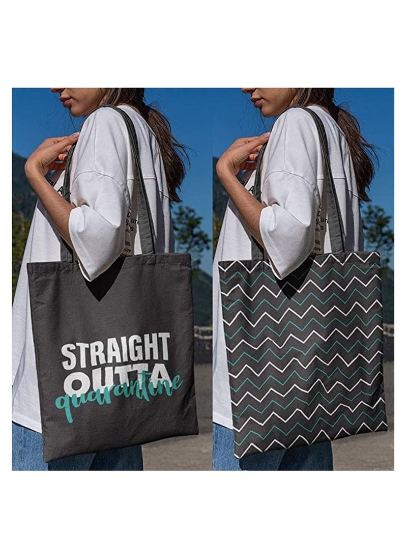 Doodle Doodle Girl's Quarantine Black Canvas Handbag for Women | Tote Bags for Grocery, Shopping, Travel, Beach | Shoulder Bag for Women I Eco-Friendly and Reusable  - Image 3