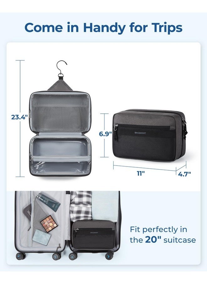 BAGSMART Toiletry Bag For Men/Women, Hanging Dopp Kit Water Resistant Shaving Bag - Large Travel Toiletry Bag With Metal Double Zipper And Handle, Beige  - Image 5