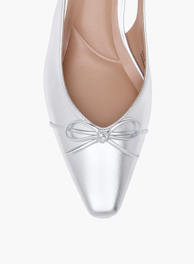 Celeste Women's Solid Slingback Shoes with Bow Accent and Kitten Heels  - Image 4