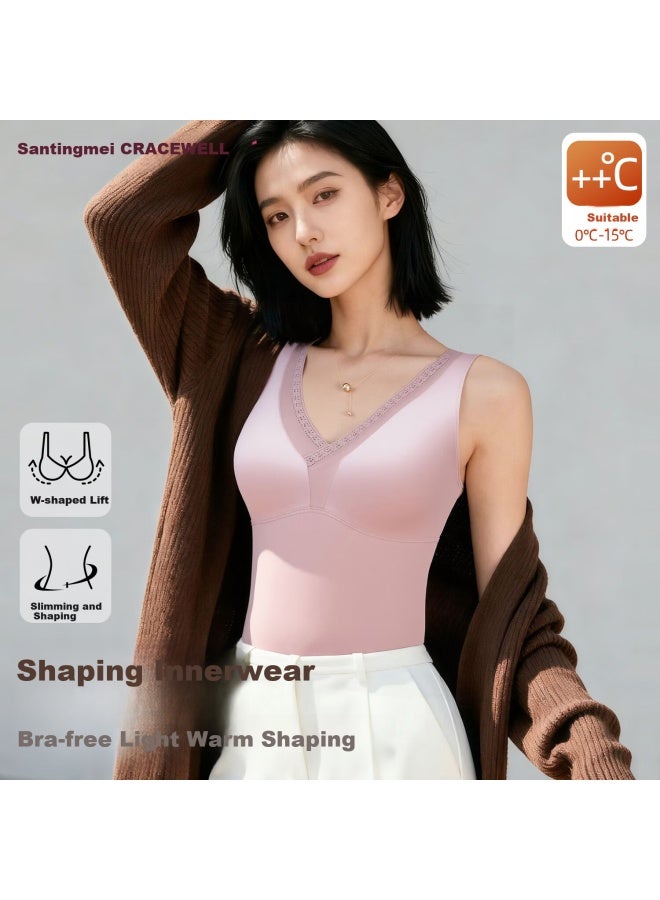 Gracewell Women's Thermal Vest With Padded Bra, Seamless Winter Thickened Cashmere Base Layer Top