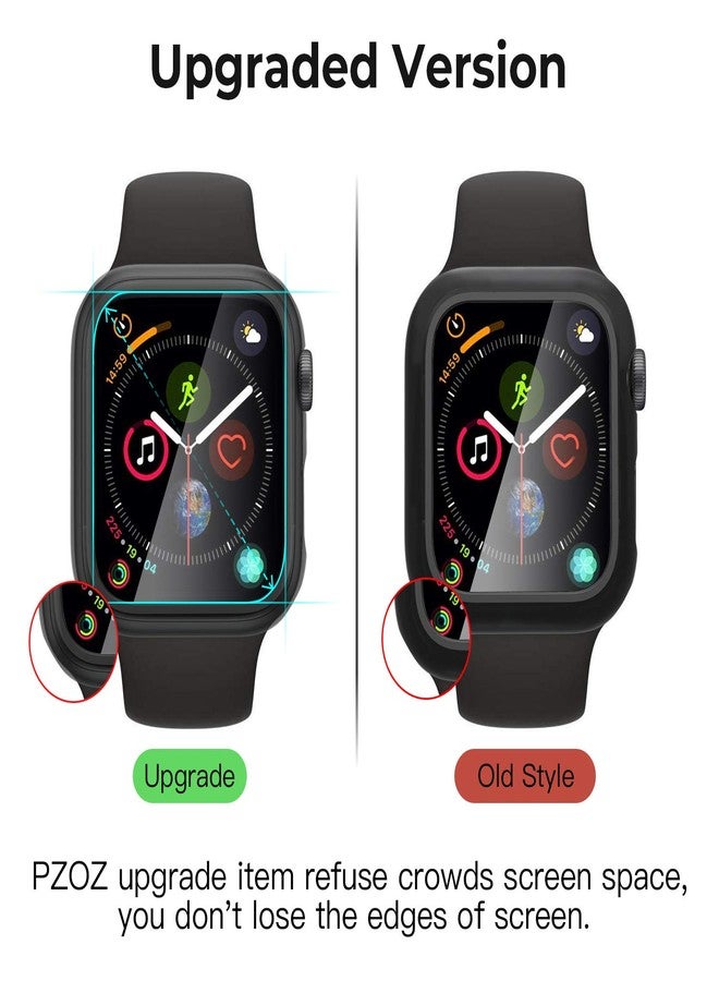 pzoz Compatible for Apple Watch Series SE2 /6/5 /4 /SE 44mm Case with Screen Protector Accessories Slim Guard Thin Bumper Full Coverage Matte Hard Cover Defense Edge for iWatch Women Men GPS (Black) - Image 5