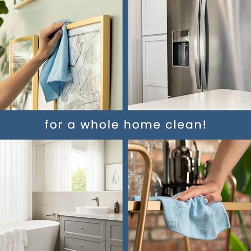 S&T INC. 100 Pack Microfiber Cleaning Cloth, Bulk Towels for Home, Reusable Microfiber Towels for Cars, Cleaning Rags, Light Blue, 11.5 Inches x 11.5 Inches, 100 Count - Image 5