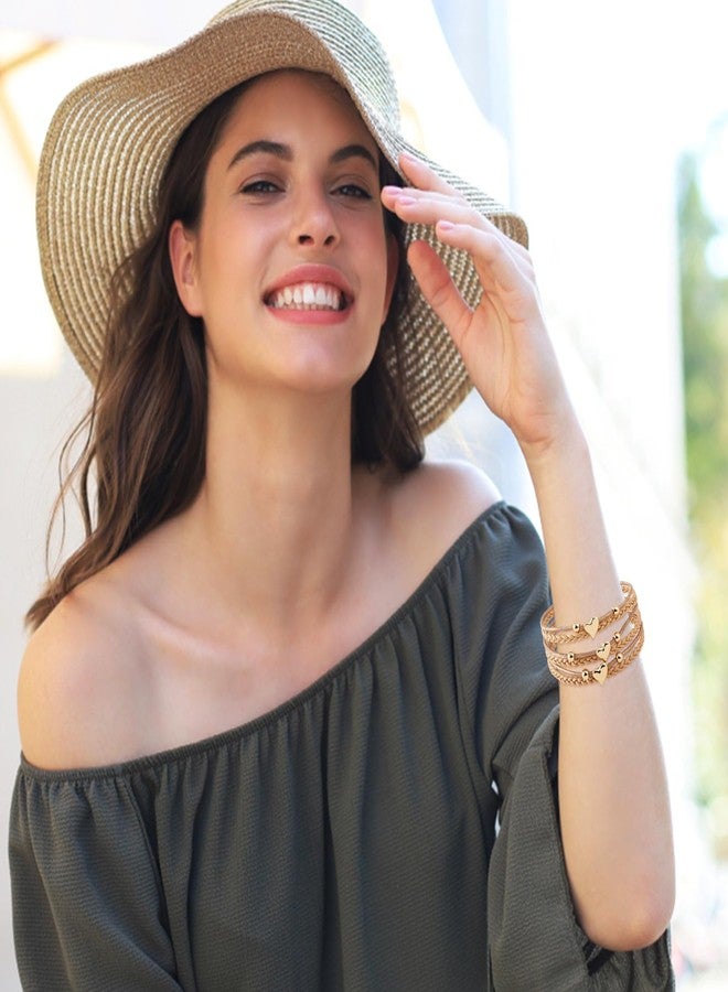 كولودوغو أساور كولودوغو الجلدية البوهيمية للنساء، أساور خرز ذهبية، أساور قابلة للتكديس، أساور بمشبك للنساء كهدية مجوهرات - Image 3