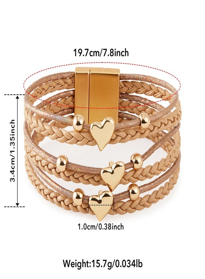 كولودوغو أساور كولودوغو الجلدية البوهيمية للنساء، أساور خرز ذهبية، أساور قابلة للتكديس، أساور بمشبك للنساء كهدية مجوهرات - Image 4