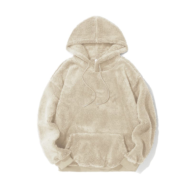PEGENO Mens Fuzzy Hooded Sweatshirt Fleece Hoodie Pullover Sherpa Hoodies with Pocketï¼ˆWarm White Smallï¼‰ - Image 4