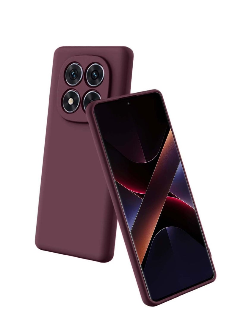 Wtech Xiaomi Poco X7 5G 2025 Premium Soft Liquid Silicone Case Cover - Maroon - Image 1