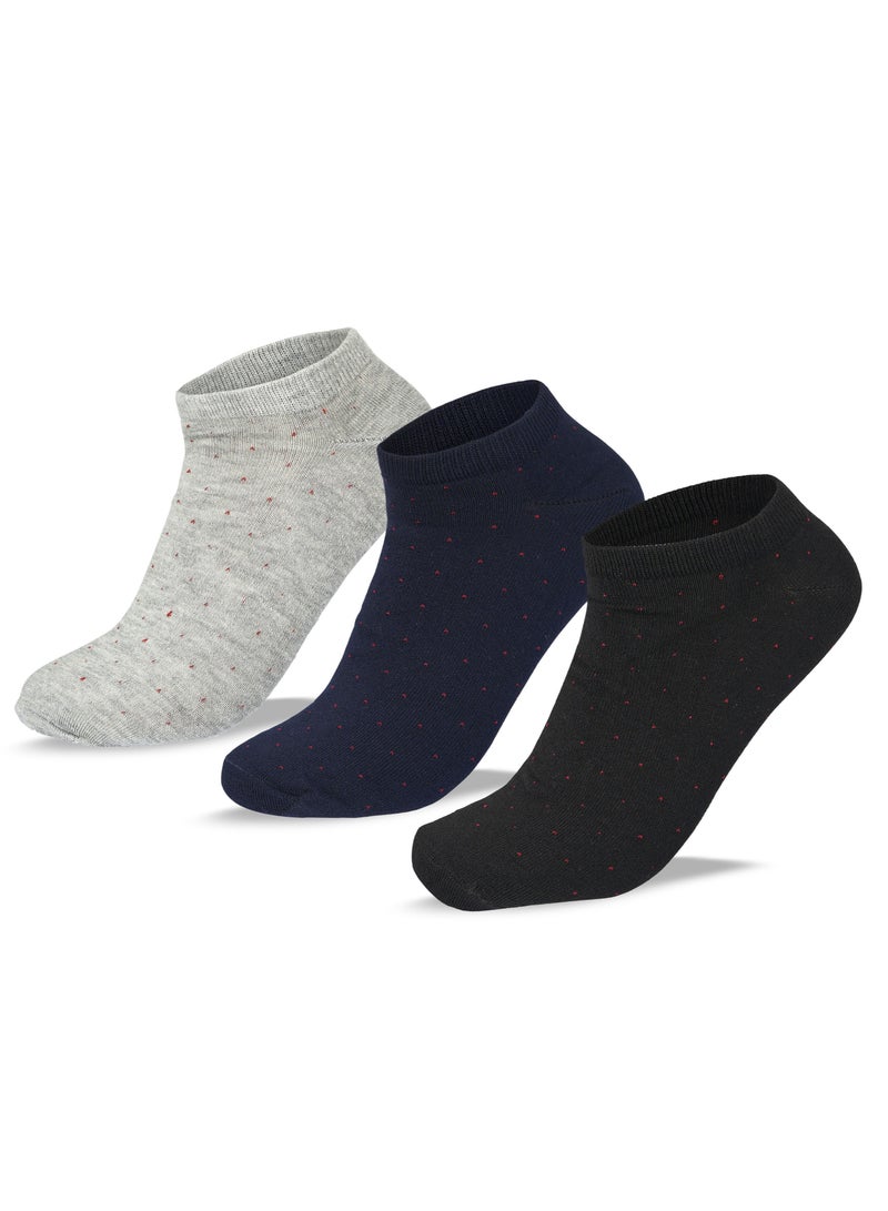 سام سوكس مجموعة من 3 جوارب سوكيت منقط كاجوال للرجال، أسود-كحلي-رمادي - Image 1