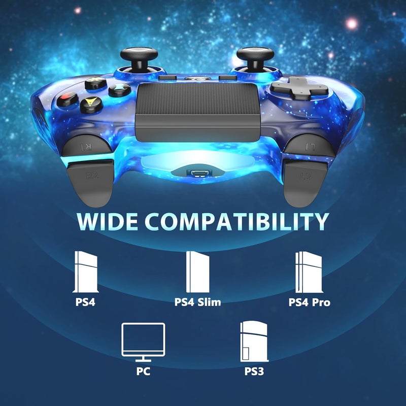 وحدة تحكم لاسلكية لـ PS4 ، و Gamepad لـ PlayStation 4 مع مزدوج الاهتزاز / مستشعر 6 محاور / لوحة لمس / جاك سماعة الرأس ، قبضة غير انزلاق إيرغونومية متوافقة مع PlayStation 4 / Slim / Pro / PC - Image 2