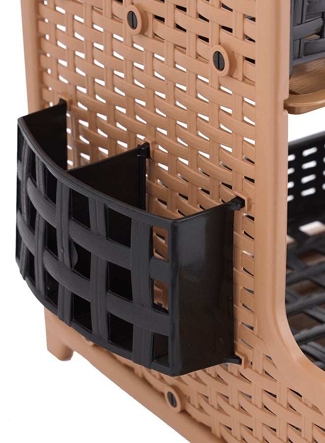 Royalford 2 Layer Rattan Dish Rack, Made in Turkey, Multi Color, Assorted Color, 50x28x28 CM Brown/Black - Image 4
