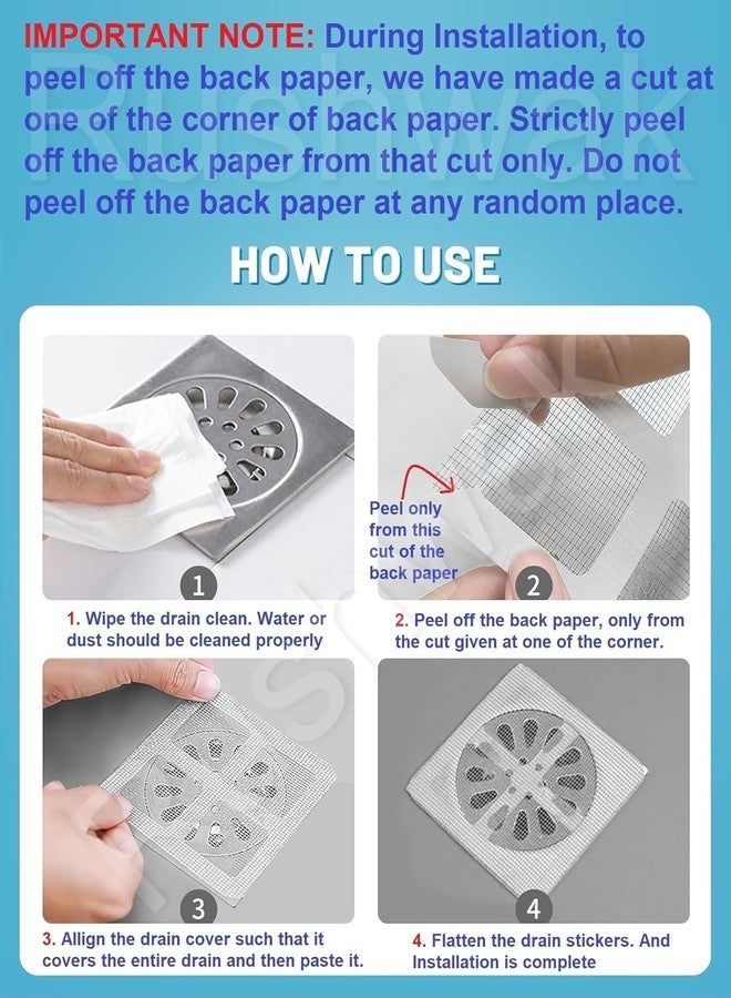 AZINOOR (20Pcs) Disposable Shower Drain Cover Hair Catcher Shower Drain Mesh Stickers, Bathroom, Laundry, Bathtub, Kitchen Shower Drain Floor Sink Strainer Filter Mesh, Pack of 20 - Image 4