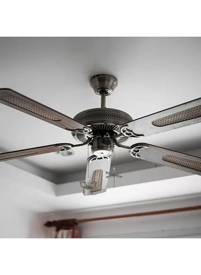 Silvery Ceiling Fan Pull Chain Extender With Dragonfly Butterfly Beaded Ball Ornaments - Image 5