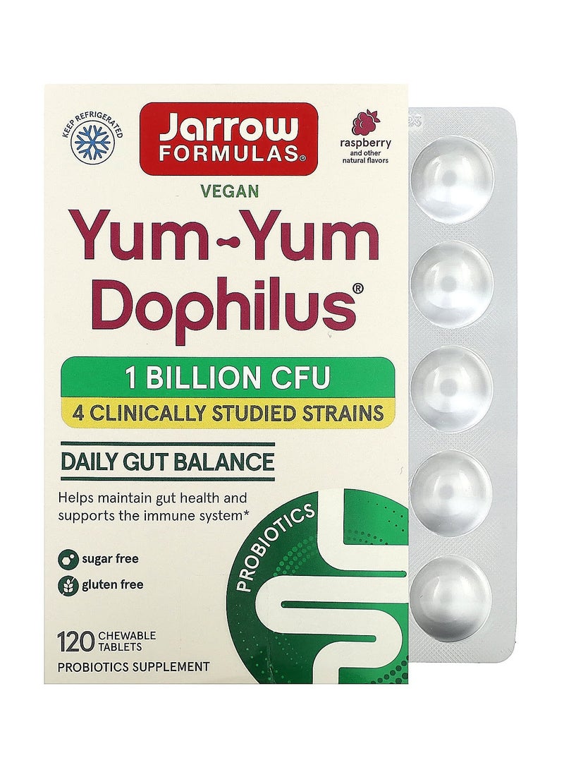 jarrow formulas Yum-Yum Dophilus, Raspberry, 1 Billion CFU, 120 Chewable Tablets
