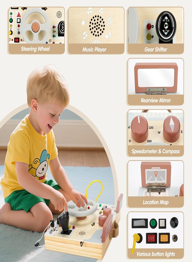 Joyreal Toddler Busy Board with LED Lights, Steering Wheel, Sounds, Montessori Toys for 1+ Year Old, Fidget Board Sensory Travel Toy, Gifts for Boys and Girls - Image 3